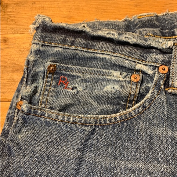POLO Men’s Ralph Lauren Jeans 40x32 Slim Straight 018 GUC Fraying/Holes See Pic - Picture 5 of 16